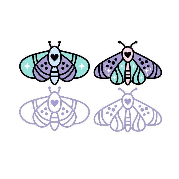 Pastel Moth Insect Cuttable Design Apex Designs & Fonts